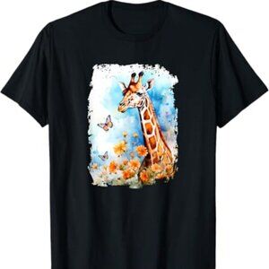 Giraffe Flower Butterfly T-Shirt